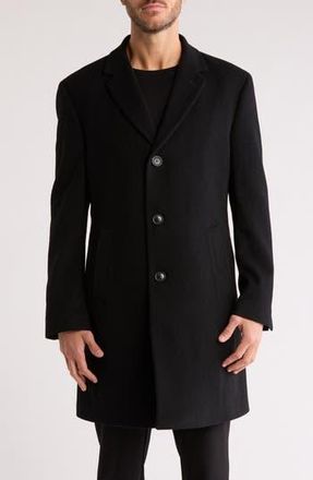 Nautica Wool Blend Top Coat in Black at Nordstrom Rack, Size 42 Regular