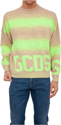 GCDS Trui met ronde hals - Heren - Ronde hals truien - Beige - S - Katoen - Truien & Vesten
