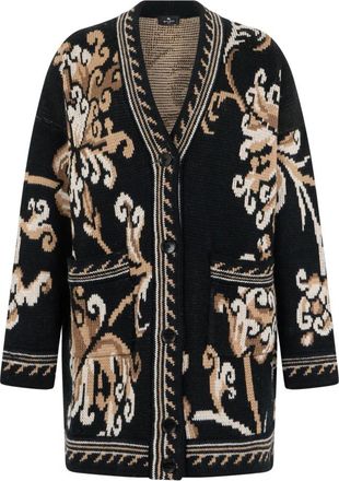 Etro Wol Jacquard Vest - Dames - Vesten - Zwart - XS - Wol - Truien & Vesten