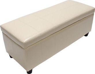 Hhg Nunca Usado] Asiento De Banco Con Almacenamiento Kriens Cuero + Imitaci&oacute;n De Cuero 112x45x45cm Mvg-certificado, Crema