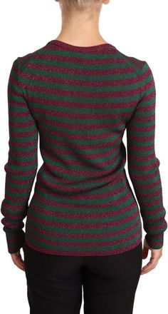 Dolce & Gabbana Womens Striped Viscose Sweater Burgundy Polyester