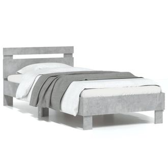 Berkfield Home Bed Frame without Mattress with Headboard Concrete Grey 90x200 cm