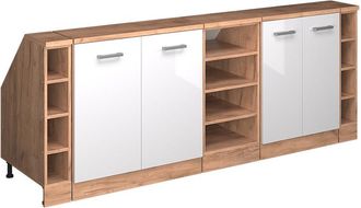Vicco Armario De Cocina Para Techo Inclinado R-line, Blanco Alto Brillo, 210 Cm Lote De 5 Carcasas De Armario 60 Cm De Profundidad, Vicco