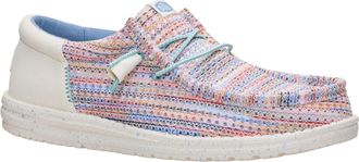 HeyDude Wally Funk Multi Mesh Mens Egret/Multi Moccasins Shoes - White - Size UK 12