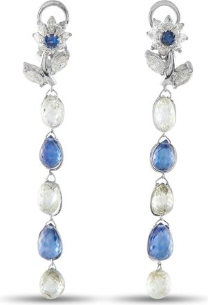 Luxury Bazaar Platinum 10.0ct Diamond and Sapphire Earrings MF26-0116126