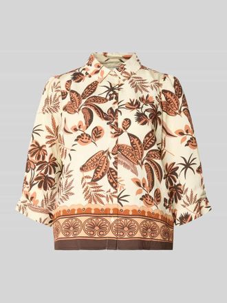 Lollys Laundry Boxy Fit Bluse im Allover-Look Modell Bono in Ecru, Gr&ouml;&szlig;e XL