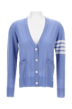 Thom Browne Relaxed Fit V-Neck Cardigan in Fine Merino Wool