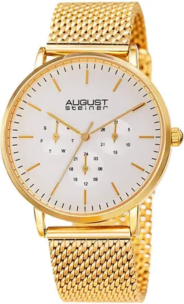 August Steiner Mesh Bracelet White Dial Mens Watch AS8255YG