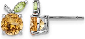 Diamond2Deal Sterling Silver Rhodium-plated Citrine and Peridot Orange Earrings