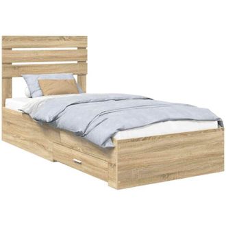 vidaXL vidaXL Struttura del letto Rovere Sonoma e Argento 75 x 190 cm