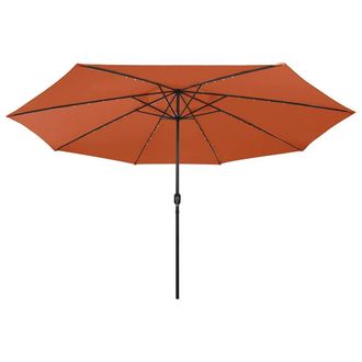 Berkfield Home Outdoor Parasol with LED Lights & Metal Pole 400 cm Terracotta