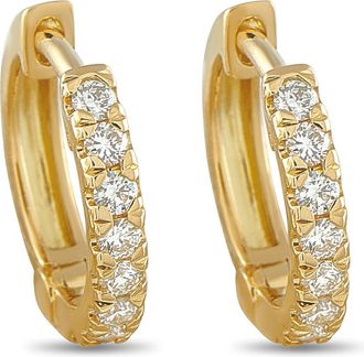 Luxury Bazaar 18K Yellow Gold 0.28ct Diamond Huggie Hoop Earrings PS19-111925