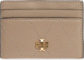 Tory Burch Charlie Quilted Cardholder - Dames - Portefeuilles - Beige - ONE Size - Leer - Accessoires