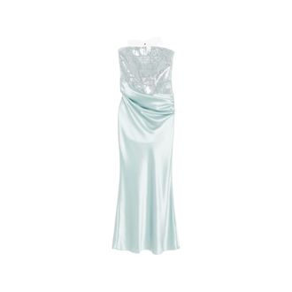 Retrof&ecirc;te Gowns, female, Blue, Size: S Alexandra Draped Maxi Dress
