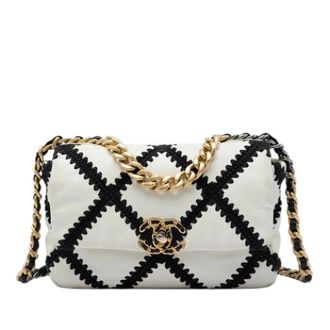 Chanel Pre-owned 19 Flap Bag - Dames - Pre-owned - Wit - Maat: ONE Size Leer