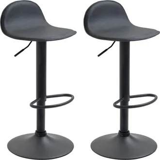 Clp Set 2 Sgabelli Alti Lana In Similpelle Nero Nero