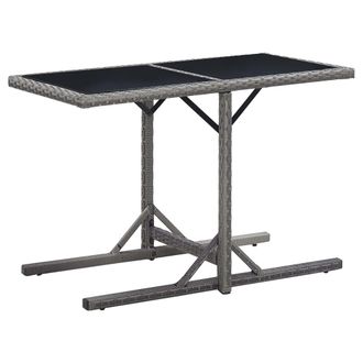 vidaXL Mesa De Jard&iacute;n Vidrio Y Rat&aacute;n Sint&eacute;tico Antracita 110x53x72 Cm Vidaxl