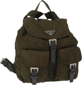 Prada Pre-owned Backpacks, female, Green, Size: ONE SIZE Pre-owned Nylon Backpack