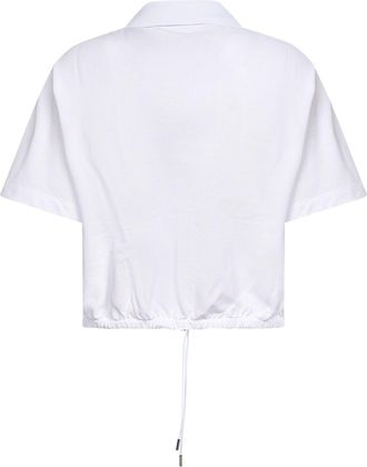 Moncler Womens Cropped Polo Shirt White Cotton Tops