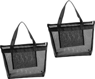 Generic 2pcs Mesh Beach Tote Bags Lightweight Large Travel Shopping Bags for Women Compact Mesh Handbags for Cosmetics Toiletries Outdoor and Pool Use