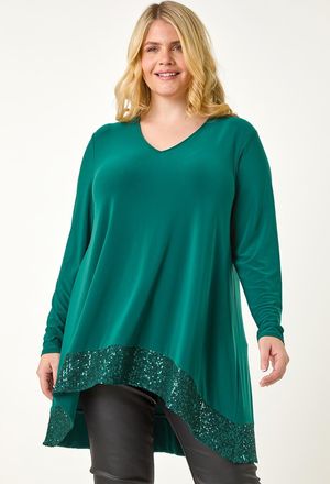 Roman Sequin Hem Stretch Top