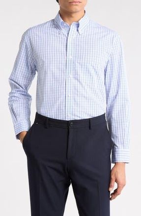 Brooks Brothers Regular Fit Plaid Non-Iron Cotton Dress Shirt in Blue at Nordstrom Rack, Size 17.5 - 36/37