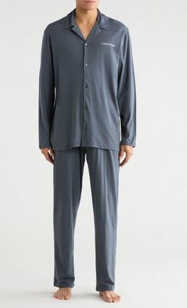 Calvin Klein Collared Logo Pajamas in Turbulence at Nordstrom Rack, Size X-Large
