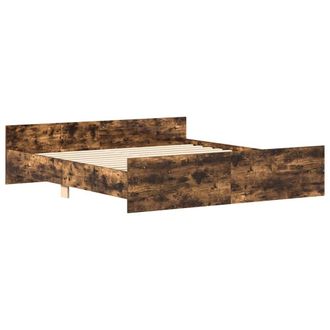 Berkfield Home Durable Bed Frame with Headboard & Footboard Smoked Oak 160x200 cm in Brown