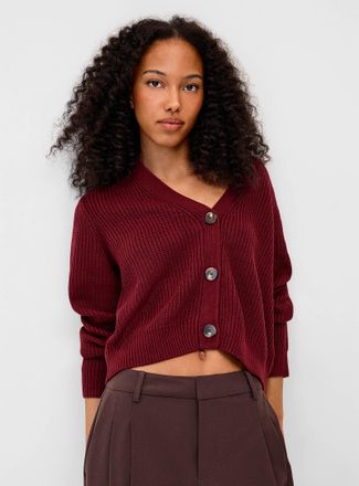 Twik Womens Big button shaker-rib Cardigan Sweater