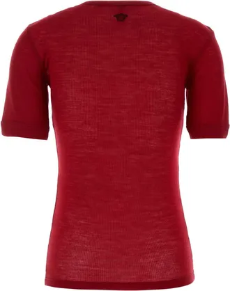 Versace Lipstickred Exterior: Virgin Wool T-Shirt T-shirts And Polos
