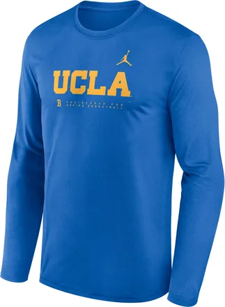 Nike Mens UCLA Courtside Basketball Shootaround Legend Jordan Brand Dri-FIT College Long-Sleeve T-Shirt in Blue | 0JTJ44UUCL-NK9