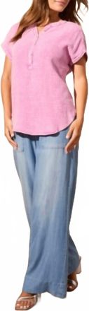 Tribal Waffle Weave Gauze Cap Sleeve Top In Orchid