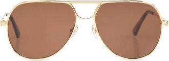 Golden Goose Zonnebril in aviatorstijl met gouden montuur en bruine glazen - unisex - Zonnebrillen - Geel - ONE Size - Accessoires