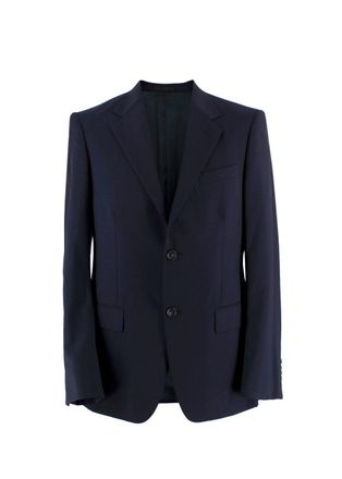 Prada Navy Single Breasted Wool and Mohair Blend Blazer Size M