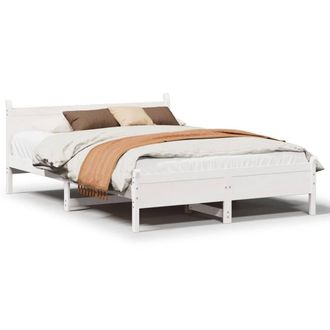 Berkfield Home Bed Frame without Mattress White 135x190 cm Double Solid Wood Pine