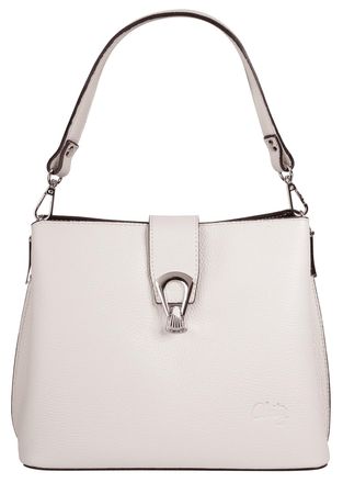 Cluty Umh&auml;ngetasche CLUTY, Damen, Gr. B/H/T: 25cm x 21cm x 13cm onesize, weiss (wei&szlig;), Leder, leicht gl&auml;nzend, unifarben, Taschen Umh&auml;ngetasche, echt Leder,