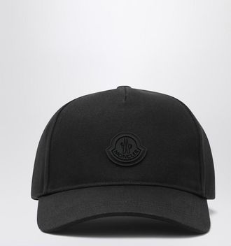 Moncler Black baseball cap with logo patch