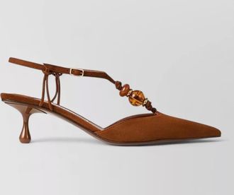 Jimmy Choo London lauri suede pumps beaded detail kitten heel