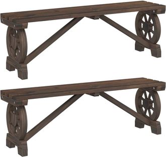 vidaXL Garden Benches 2 pcs Solid Wood Fir Vidaxl