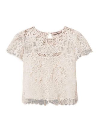Twinset Embroidered Blouse In Off-White Cotton Blend