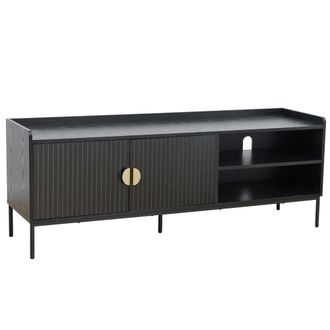 Oviala Mueble TV de acero y MDF con decoraci&oacute;n en melamina 150 cm negro