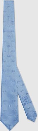 Gucci Horsebit Silk Jacquard Tie, Blue, Silk