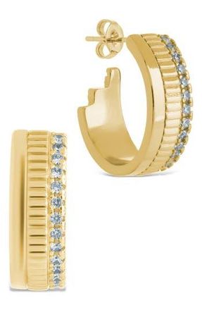 Sterling Forever Anika Mixed Texture Hoop Earrings in Gold at Nordstrom Rack
