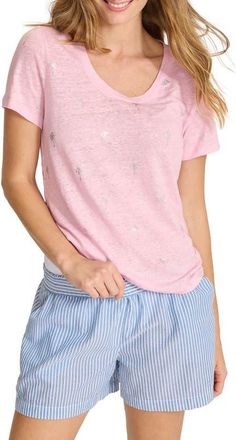 Tommy Bahama Linnea Coastal Fronds Linen Shirt in Cyber Light at Nordstrom, Size X-Small