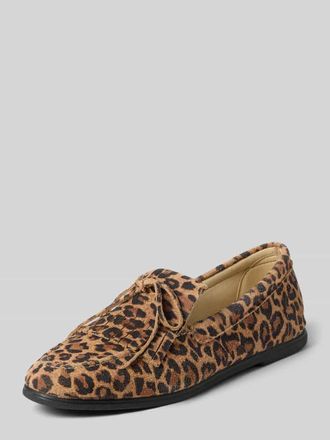 Espadrij Mokassins aus Leder im Allover-Look Modell MOCCASINS VELOUR LEO in Black, Gr&ouml;&szlig;e 36