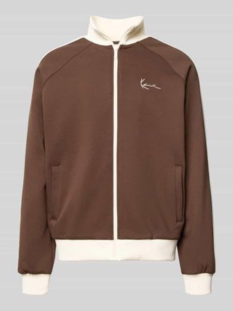 Karl Kani Sweatjacke mit Stehkragen in Dunkelbraun, Gr&ouml;&szlig;e XXL