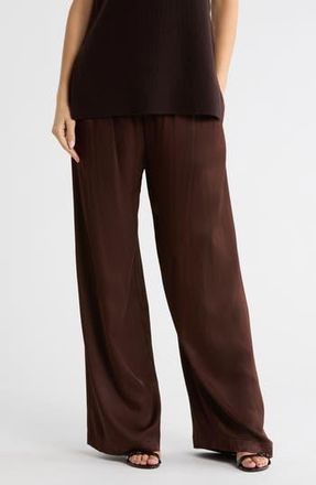 Nordstrom Tie Front Satin Wide Leg Pants in Brown Coffee at Nordstrom Rack, Size Xx-Large