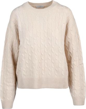 Ballantyne Truien & Vesten, Dames, Beige, XS, Wol, Pullover met kabelsteek en ronde hals
