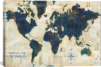 iCanvas Icanvas Icanvas World Map Collage By Sue Schlabach