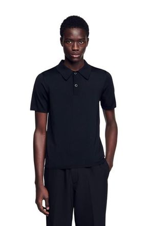 Sandro Short-sleeve knitted polo shirt in Black at Nordstrom, Size Xx-Large